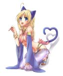  blonde_hair blue_eyes blush bracelet cat_pose detached_sleeves feet gypsy_(ragnarok) gypsy_(ragnarok_online) heart heart_tail jewelry kawagoe_pochi kneeling paw_pose ragnarok_online sandals solo tail toes 