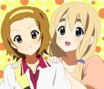  blue_eyes brown_eyes brown_hair casual hairband k-on! kotobuki_tsumugi long_hair miracle short_hair tainaka_ritsu 