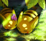  couple danchou eyelashes hair_ornament highres nature no_humans on_grass on_ground peaceful pikachu pokemon pokemon_(creature) pokemon_(game) pokemon_rgby pokemon_special sleeping sunlight 