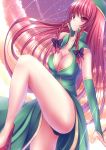  black_panties blush braid breasts china_dress chinese_clothes cleavage hat high_heels hong_meiling large_breasts leg_up legs long_hair long_legs mikan_(5555) panties red_eyes red_hair redhead shoes sky solo thighs touhou twin_braids underwear very_long_hair 