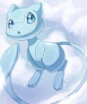  :o alternate_color animal_focus artist_name blue_eyes blue_skin blue_sky clouds colored_skin floating iwasi_29 mew_(pokemon) no_humans open_mouth pokemon pokemon_(creature) shiny_pokemon sky sparkle tail twitter_username 