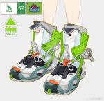  1other ambiguous_gender boots chinese_commentary commentary_request feet_only grey_background highres logo simple_background solo splatoon_(series) watermark weibo_logo weibo_username white_footwear yize_qingri 