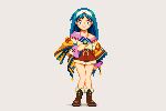  1girl blue_hair closed_mouth full_body hairband jewelry long_hair looking_at_viewer lucia_(lunar) lunar lunar_2:_eternal_blue necklace pixel_art pixelflag simple_background smile solo 
