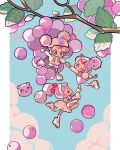  absurdres backpack bag blue_sky branch clouds dolman_(dm) food fruit grapes helmet highres ice_skates leaf original pug roller_skates skates sky surreal 