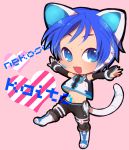  animal_ears bad_id blue_eyes blue_hair cat_ears cat_tail chibi headphones headset kaito male neko_cyber pekomi9000 project_diva project_diva_2nd smile solo tail vocaloid 