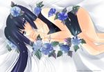 blue_hair flower furudo_erika kanade_sakura lying morning_glory swimsuit twintails umineko_no_naku_koro_ni 