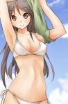  bikini black_hair brown_eyes collarbone face long_hair original shing_(sorairo_factory) shing_xiang_bei solo swimsuit towel 