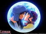  alex_noah bandana blue_hair kiss luna_noah lunar lunar:_the_silver_star official_art ponytail wallpaper 