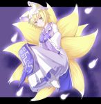  fox_tail ghost hands_in_sleeves hat itoo multiple_tails short_hair solo tail touhou yakumo_ran yellow_eyes 