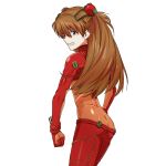  blue_eyes bodysuit brown_hair butt_crack clenched_hand clenched_hands clenched_teeth evangelion:_2.0_you_can_(not)_advance grin kanna_asuke long_hair neon_genesis_evangelion plugsuit rebuild_of_evangelion shikinami_asuka_langley simple_background skin_tight smile solo souryuu_asuka_langley test_plugsuit 