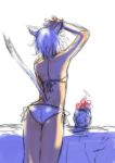  bikini cat_ears doraeshi final_fantasy final_fantasy_xi flower mithra side-tie_bikini swimsuit tail white_hair 