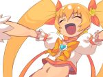  :d blonde_hair chacha_(tyatya) cure_sunshine futari_wa_precure hair_ribbon happy heart heartcatch_precure! long_hair magical_girl midriff myoudouin_itsuki navel open_mouth outstretched_arms precure ribbon smile solo spread_arms twintails very_long_hair white_background 