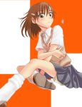  brown_eyes brown_hair misaka_mikoto school_uniform short_hair shorts sweater_vest to_aru_kagaku_no_railgun to_aru_majutsu_no_index 