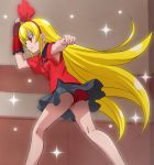  1girl blonde_hair dokidoki!_precure hair_ribbon hairband haruyama long_hair precure red_eyes regina_(dokidoki!_precure) ribbon skirt solo very_long_hair 