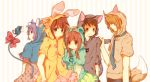  asahina_mikuru bunny_ears butterfly casual cat_ears fox_ears koizumi_itsuki kyon mi-ru nagato_yuki parka rabbit_ears suzumiya_haruhi suzumiya_haruhi_no_yuuutsu 