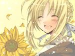  casual fate/stay_night fate_(series) flower happy saber smile sunflower yuuri_(114916) 