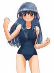  blue_hair galaxy_angel green_eyes karasuma_chitose long_hair nyama one-piece_swimsuit pixiv_manga_sample school_swimsuit swimsuit 