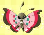  baachamu bug no_humans pokemon pokemon_(creature) pokemon_(game) pokemon_xy solo vivillon wings yellow_background 