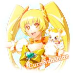  character_name cure_sunshine futari_wa_precure hair_ribbon heart heartcatch_precure! kuren long_hair magical_girl myoudouin_itsuki potpourri_(heartcatch_precure!) precure ribbon twintails very_long_hair yellow yellow_eyes 