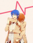  bad_id blue_hair brown_hair hinata_(angel_beats!) hug hug_from_behind male otonashi_(angel_beats!) school_uniform short_hair tayako yaoi 
