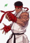  black_hair fingerless_gloves gloves headband kimuchi male muscle ryuu_(street_fighter) solo street_fighter street_fighter_iv traditional_media 