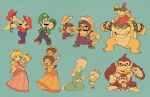  6+boys 6+girls :d ^_^ angry aqua_background aqua_dress arm_up armlet arms_up baby baby_bowser baby_daisy baby_donkey_kong baby_luigi baby_mario baby_peach baby_rosalina baby_wario banana blonde_hair blue_eyes blue_overalls blue_pants bowser bracelet brooch brown_eyes brown_footwear brown_hair cape carrying claws cleft_chin clenched_hands clenched_teeth closed_eyes closed_mouth collar commentary_request crown donkey_kong dress earrings eating elbow_gloves eye_contact eyelashes facial_hair flower_earrings food fruit gloves green_footwear green_headwear green_shirt hat highres holding holding_food holding_fruit holding_hands holding_wand horns jewelry lips long_hair long_sleeves looking_at_another luigi magnet mario multiple_boys multiple_girls mustache necktie open_mouth orange_dress overalls pacifier pants piggyback pink_dress pointy_ears princess_daisy princess_peach profile puffy_short_sleeves puffy_sleeves purple_overalls purple_pants red_eyes red_headwear red_necktie red_shirt redhead rinabee_(rinabele0120) rosalina sharp_teeth shirt shoes short_hair short_sleeves shoulder_carry simple_background sitting smile sphere_earrings spiked_armlet spiked_bracelet spiked_collar spiked_shell spikes star_(symbol) star_brooch star_earrings star_wand super_mario_bros. swept_bangs teeth time_paradox topknot turtle_shell upper_teeth_only v-shaped_eyebrows walking wand wario white_gloves yellow_cape yellow_headwear yellow_shirt yoshi&#039;s_island_ds 