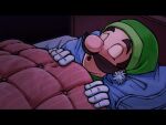 bed blanket luigi nightcap sleeping super_mario_bros.