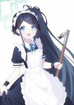  &lt;key&gt;_(robot)_(blue_archive) 1girl absurdres apron aris_(blue_archive) aris_(maid)_(blue_archive) black_dress black_hair blue_archive blue_eyes dress highres ji_nian long_hair looking_at_viewer maid maid_apron maid_headdress official_alternate_costume open_clothes side_ponytail sidelocks smile very_long_hair white_apron white_headdress 