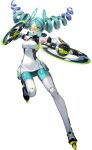 1girl aqua_eyes aqua_hair chakram goggles highres persona_5:_the_phantom_x skates twin_drills twintails weapon