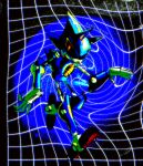  1boy artist_name commentary english_commentary full_body grid_background male_focus mary-venom metal_sonic robot solo sonic_(series) 