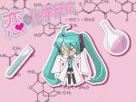  &gt;_&lt; ahoge animated animated_gif aqua_hair bespectacled chemical_structure chemistry chibi gif glasses hatsune_miku heart koi_no_kagaku_hannou_(vocaloid) labcoat long_hair necktie open_mouth oversized_clothes science scientist skirt smile solo tahya test_tube thighhighs twintails vocaloid zettai_ryouiki 