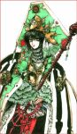  black_hair dress gothic green_eyes hat kisaco_a lace lance lipstick polearm seth_nightroad short_hair simple_background solo standing thigh-highs thighhighs trinity_blood weapon 