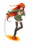  long_hair piku red_eyes red_hair redhead school_uniform serafuku shakugan_no_shana shana sword thigh-highs thighhighs weapon 