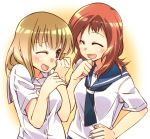  closed_eyes fukuji_mihoko laughing multiple_girls saki school_uniform takei_hisa tsuchinoko_(muni_muni) 