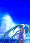 closed_eyes cloud clouds dress guma hatsune_miku highres long_hair sky smile twintails very_long_hair vocaloid water 