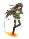  brown_eyes katana legs long_hair piku school_uniform serafuku shakugan_no_shana shana sword thigh-highs thighhighs weapon 