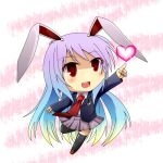  blush bunny_ears byoubyou chibi gradient_hair heart long_hair multicolored_hair necktie pointing rabbit_ears red_eyes reisen_udongein_inaba skirt thigh-highs thighhighs touhou 