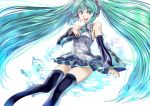  aqua_eyes aqua_hair detached_sleeves enu_(n_storage) hatsune_miku headset legs long_hair necktie skirt smile solo thigh-highs thighhighs twintails very_long_hair vocaloid zettai_ryouiki 