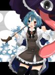  akuya_(akuya-azami) artist_request blue_eyes blue_hair cosplay heterochromia hiver_laurant hiver_laurant_(cosplay) karakasa karakasa_obake red_eyes roman short_hair solo sound_horizon tatara_kogasa thighhighs tongue touhou umbrella 