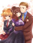  brown_hair dress family formal maekawa_suu necktie ponytail skirt suit umineko_no_naku_koro_ni ushiromiya_jessica ushiromiya_krauss ushiromiya_natsuhi 