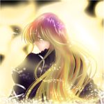  gradient_hair hijiri_byakuren izuna_nie izunanie laces long_hair looking_back multicolored_hair sparkle touhou yellow_eyes 