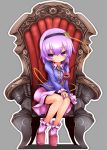  komeiji_satori purple_eyes purple_hair shishigami_(sunagimo) short_hair sitting socks throne touhou violet_eyes 