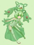 1girl dress green_eyes green_hair hood kuromiya moemon personification pokemon pokemon_(creature) reuniclus see-through 
