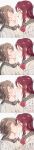  !? 2girls absurdres blue_eyes blush bow bowtie closed_mouth facing_another grey_hair grey_sailor_collar half_updo hands_on_another&#039;s_cheeks hands_on_another&#039;s_face highres imminent_kiss kiss long_hair looking_at_another love_live! love_live!_sunshine!! multiple_girls open_mouth red_bow red_bowtie redhead sailor_collar sakurauchi_riko school_uniform short_hair sidelocks sleeve_cuffs speech_bubble spoken_interrobang tall_image translation_request trembling upper_body uranohoshi_school_uniform watanabe_you winter_uniform yellow_eyes yuchi_(salmon-1000) yuri 