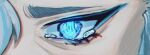  1boy blue_eyes close-up eye_reflection eyelashes furrowed_brow genshin_impact highres kiegenshin male_focus neuvillette_(genshin_impact) reflection sad solo spoilers tearing_up 