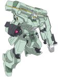  absurdres assault_visor clenched_hands ewac_jegan gundam gundam_unicorn highres jegan laser_pointer mecha mecha_kaku_man no_humans robot sensor solo white_background 