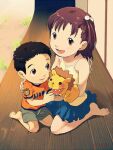  1boy 1girl brother_and_sister digimon digimon_tamers family happy katou_juri katou_masahiko lion looking_at_another puppet siblings side_ponytail skirt smile t_k_g 