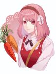  1girl carrot fire_emblem fire_emblem_engage grey_hairband hairband kyounatsuuu lapis_(fire_emblem) official_alternate_costume pink_eyes pink_hair red_hairband ribbon two-tone_hairband white_ribbon 