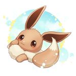  025sakura393 blush brown_eyes closed_mouth commentary_request eevee happy highres looking_at_viewer no_humans pokemon pokemon_(creature) smile solo star_(symbol) 