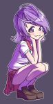  1girl antenna_hair blush_stickers dorothy_(kiirokuma) highres kiirokuma looking_at_viewer original purple_hair solo squatting violet_eyes 